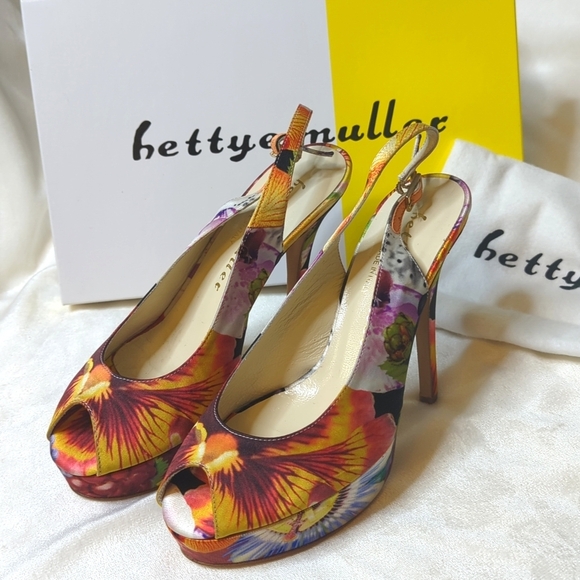 Bettye Muller Bombshell Slingback Platforms Floral EU36 US5.5-6 - Picture 2 of 12